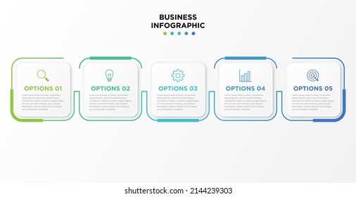 Presentation business infographic template with 5 options. Vector illustration.