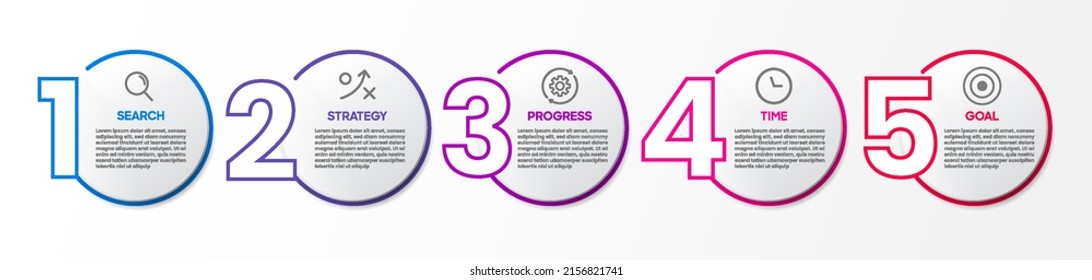Presentation business infographic template 5 options. Business data visualization. Process chart. Abstract elements of graph, diagram with steps, options, parts or processes. concept of infographic.