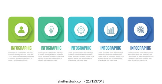 Presentation business infographic template with 5 options. Vector illustration.