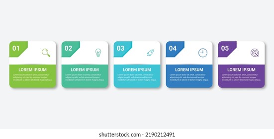 Presentación de la plantilla de infografía del negocio con 5 opciones. Ilustración vectorial.