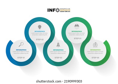 plantilla de diseño de infografía vectorial con 5 opciones o pasos.