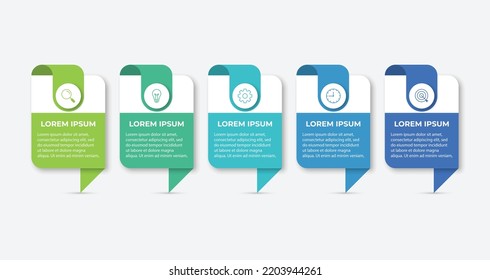 Presentation business infographic template with 5 options. Vector illustration.