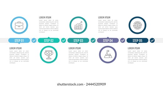 Presentation business infographic template with 5 steps. Timeline, Milestone, Roadmap, and Project. Vector illustration.