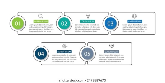 Presentation business infographic template with 5 options. Vector illustration.