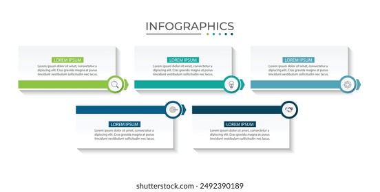 Presentation business infographic template with 5 options. Vector illustration.