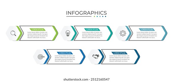 Presentation business infographic template with 5 options. Vector illustration.