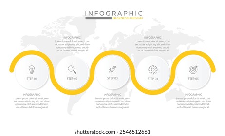 Plantilla de presentación de infografía de negocios con 5 opciones o paso. Ilustración vectorial