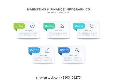 Presentation business infographic template with 5 options or steps. Modern infographic design template.