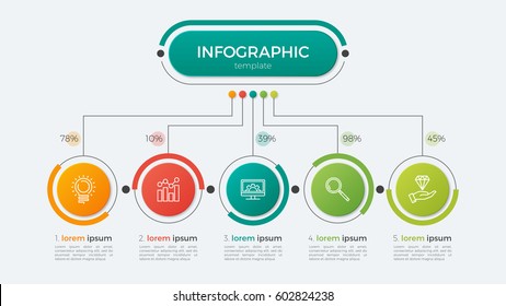 Presentation business infographic template and 5 options  Vector illustration 