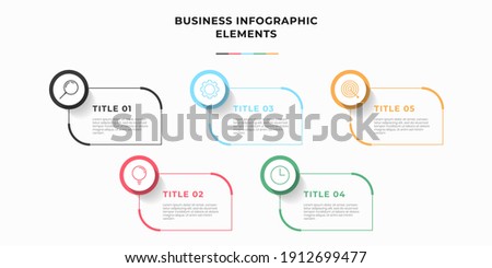 Presentation business infographic template with 5 options or steps. Modern infographic design template. Creative concept of five stages of business project