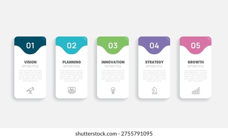 Presentation business infographic template 5step label, can be used for workflow, business information vector.