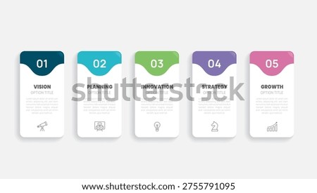 Presentation business infographic template 5step label, can be used for workflow, business information vector.