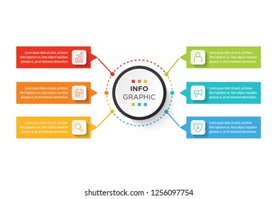 Presentation business infographic template with 6 options. Vector illustration.
