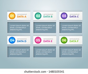 Presentation business infographic template with 6 options. Vector illustration.