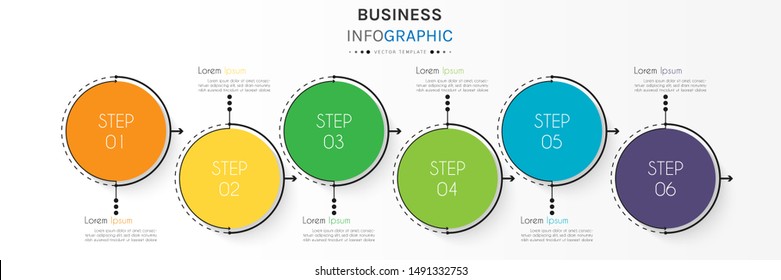 Presentation business infographic template with 6 options or steps. Can be used for workflow layout, diagram, business step options, banner, web design. Vector illustration.