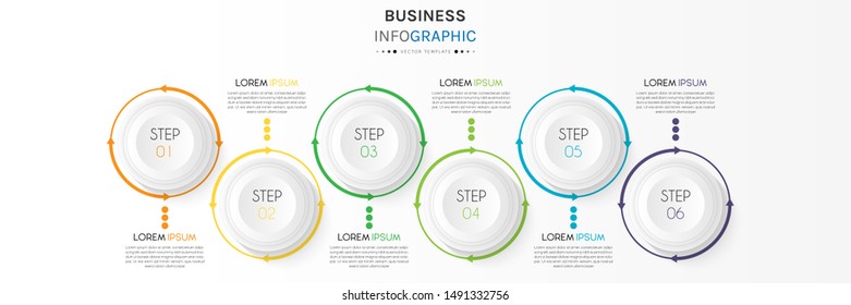 Presentation business infographic template with 6 options or steps. Can be used for workflow layout, diagram, business step options, banner, web design. Vector illustration.