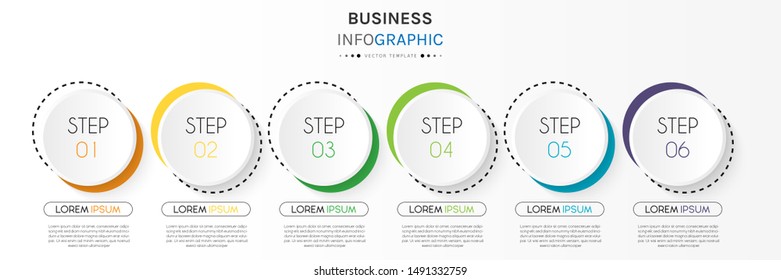 Presentation business infographic template with 6 options or steps. Can be used for workflow layout, diagram, business step options, banner, web design. Vector illustration.