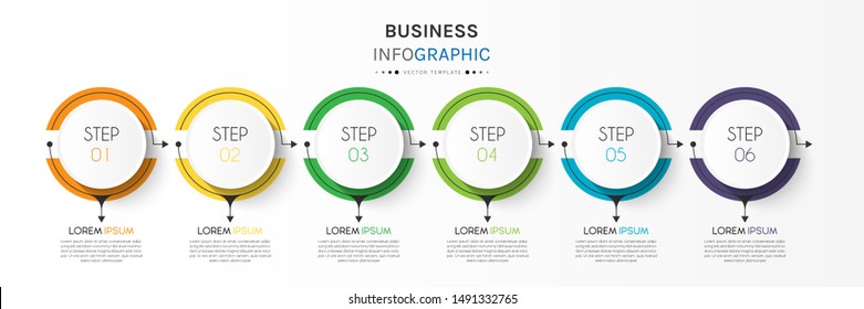 Presentation business infographic template with 6 options or steps. Can be used for workflow layout, diagram, business step options, banner, web design. Vector illustration.