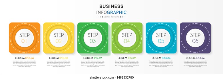 Presentation business infographic template with 6 options or steps. Can be used for workflow layout, diagram, business step options, banner, web design. Vector illustration.