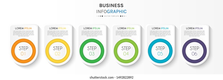 Presentation business infographic template with 6 options or steps. Can be used for workflow layout, diagram, business step options, banner, web design. Vector illustration.