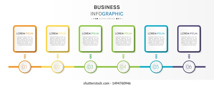 Presentation business infographic template with 6 options or steps. Can be used for workflow layout, diagram, business step options, banner, web design. Vector illustration.