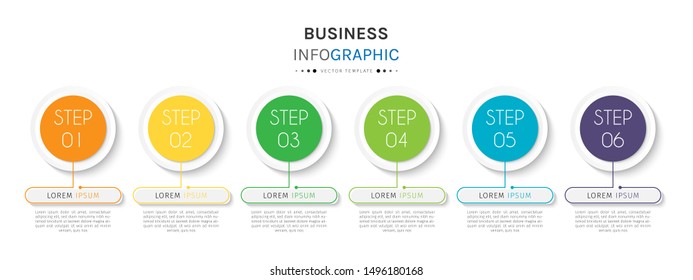 Presentation business infographic template with 6 options or steps. Can be used for workflow layout, diagram, business step options, banner, web design. Vector illustration.