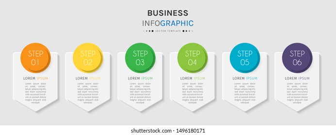 Presentation business infographic template with 6 options or steps. Can be used for workflow layout, diagram, business step options, banner, web design. Vector illustration.