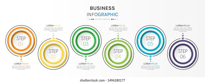 Presentation business infographic template with 6 options or steps. Can be used for workflow layout, diagram, business step options, banner, web design. Vector illustration.