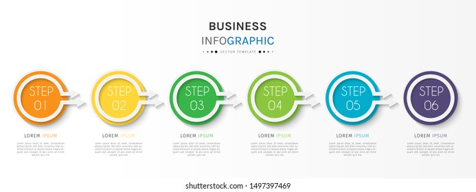 Presentation business infographic template with 6 options or steps. Can be used for workflow layout, diagram, business step options, banner, web design. Vector illustration.