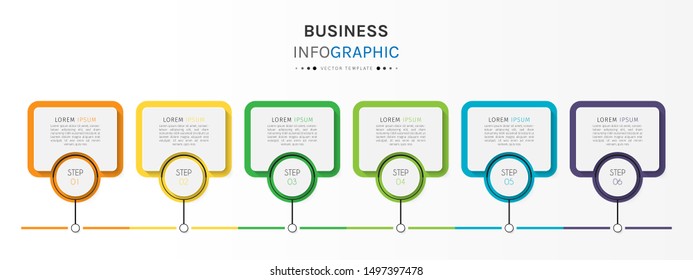 Presentation business infographic template with 6 options or steps. Can be used for workflow layout, diagram, business step options, banner, web design. Vector illustration.