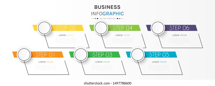 Presentation business infographic template with 6 options or steps. Can be used for workflow layout, diagram, business step options, banner, web design. Vector illustration.