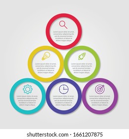 Presentation business infographic template with 6 options. Vector illustration.