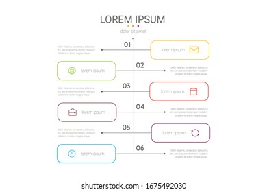 Presentation business infographic template with 6 options, steps or processes. Vector illustration.