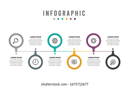 Presentation business infographic template with 6 options. Vector illustration.