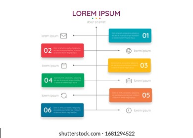 Presentation business infographic template with 6 options, steps or processes. Vector illustration.