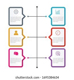 Presentation business infographic template with 6 options. Vector illustration.