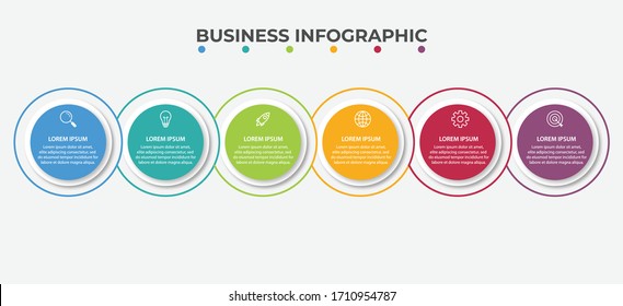 Presentation business infographic template with 6 options. Vector illustration.