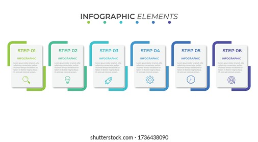 Presentation business infographic template with 6 options. Vector illustration.