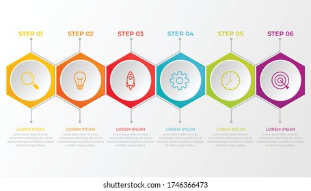 Presentation business infographic template with 6 options. Vector illustration.