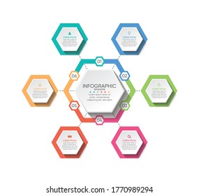 Presentation business infographic template with 6 step