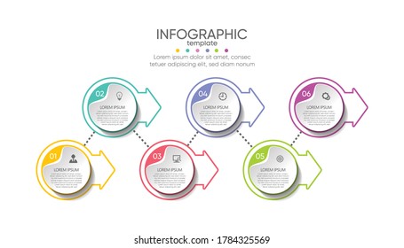 Presentation business infographic template with 6 step