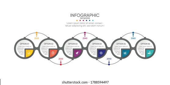 Presentation business infographic template with 6 step