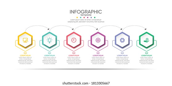 Presentation business infographic template with 6 step