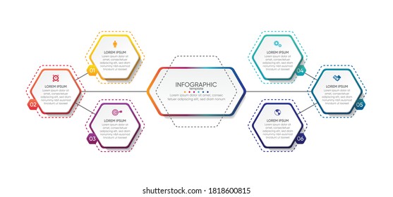 Presentation business infographic template with 6 step