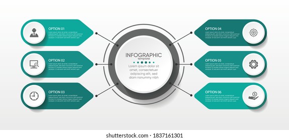 Presentation business infographic template with 6 step