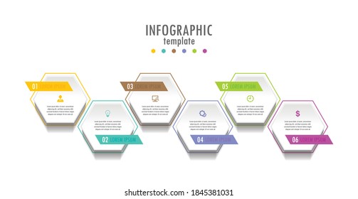 Presentation business infographic template with 6 step