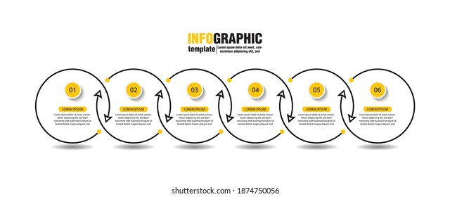 Presentation business infographic template with 6 step