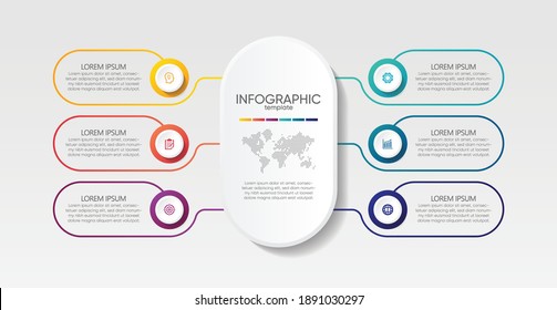 Presentation business infographic template with 6 step