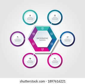 Presentation business infographic template with 6 step