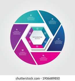 Presentation business infographic template with 6 step